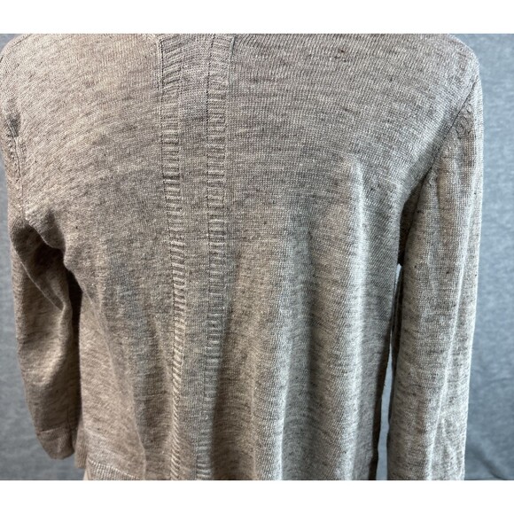 Cynthia Rowley Sweater M 100% Linen Cardigan Beige Heathered Capsule Minimalist - Picture 4 of 12